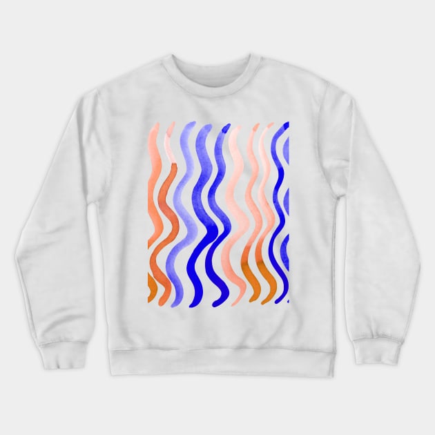 Wavy lines - orange and blue Crewneck Sweatshirt by wackapacka